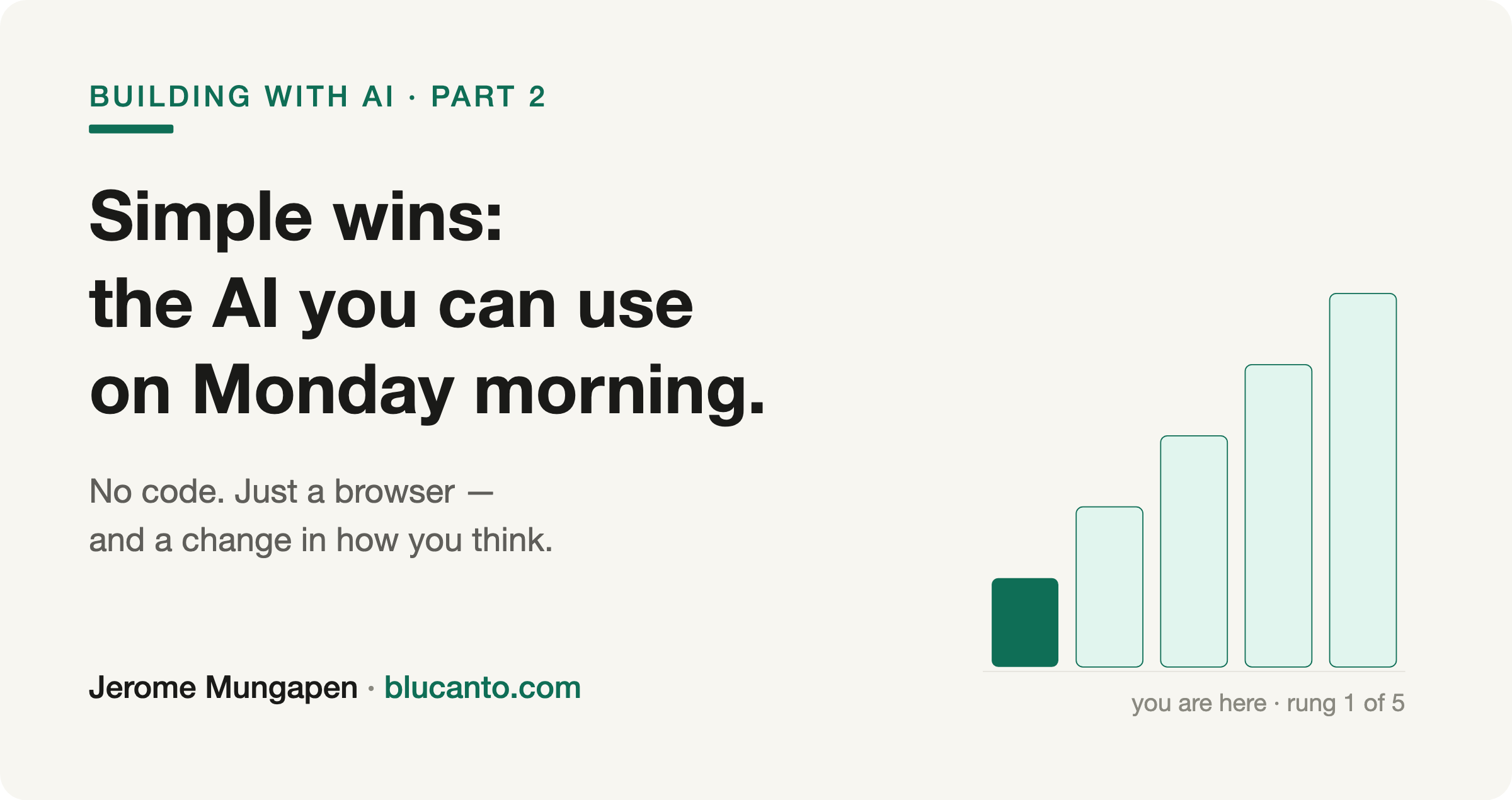 Header graphic for Simple wins: the AI a consultant can use on Monday morning